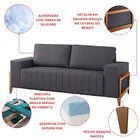 Sofá 3 Lugares 200cm Em Veludo Dinamarca Grafite