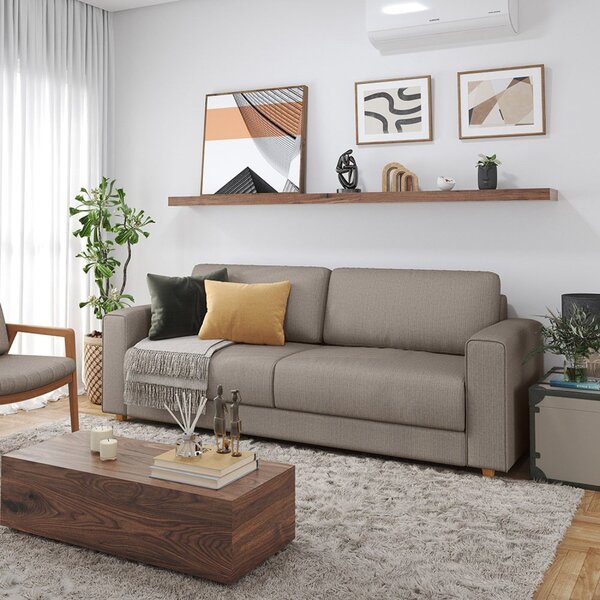 Sofá 3 Lugares 200cm Hit Cinza/marrom