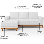 Sofá 3 Lugares 200cm Living Com Chaise Esquerdo Sala De Estar