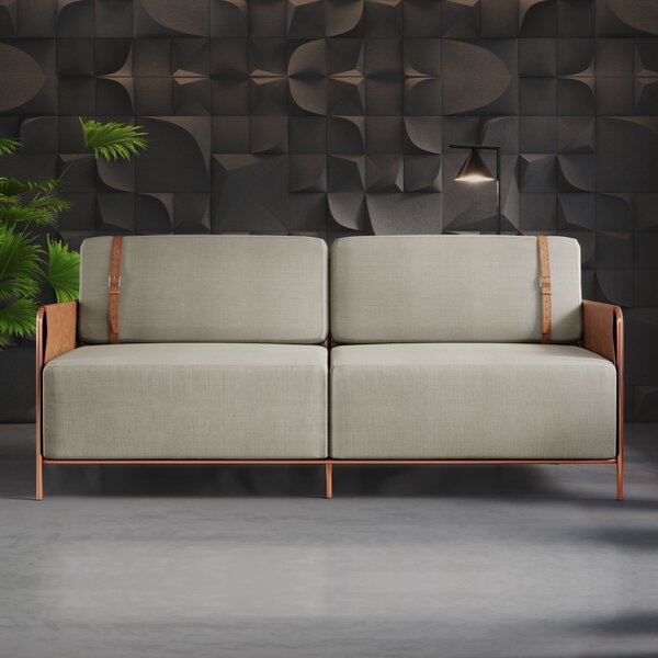 Sofá 3 Lugares 200cm Living M-09 Cobre/linho Areia