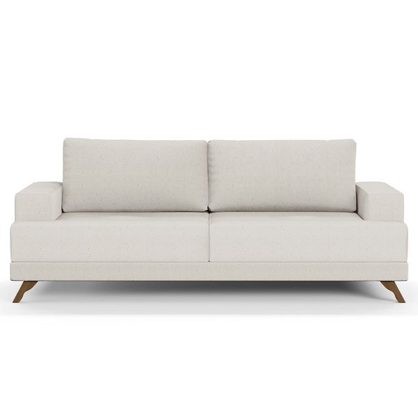 Sofá 3 Lugares 200cm Living Pés Curvos Santi D05 Linho Cru -