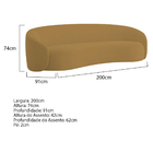 Sofá 3 Lugares 200cm Orgânico Luxo Recepção Amore Bouclé - Ca