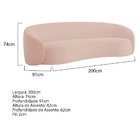 Sofá 3 Lugares 200cm Orgânico Luxo Recepção Amore Bouclé - Ro