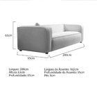 Sofá 3 Lugares 200cm Orgânico Luxo Recepção Cecília Linho - A