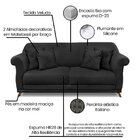 Sofá 3 Lugares 200cm Veludo Arras  Preto