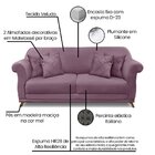 Sofá 3 Lugares 200cm Veludo Arras  Uva