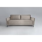 Sofa 3 Lugares 200cm Veludo Pes Aco Nikos  Bege/aço