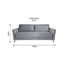 Sofa 3 Lugares 200cm Veludo Pes Aco Nikos  Cinza/aço