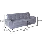 Sofá 3 Lugares 206cm X 90cm X 82cm Cristal Cinza