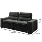 Sofá 3 Lugares 208cm Retrátil Reclinável Baú Bariloche Somopar