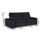 Sofá 3 Lugares 210cm Azzaro  Preto