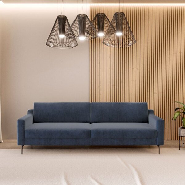 Sofá 3 Lugares 210cm Fun Living Contemporâneo Azul Jeans