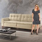 Sofá 3 Lugares 210cm Molas Ensacadas Com Base Madeira Maciça