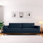 Sofá 3 Lugares 210cm Movie Estilo Moderno Linho Pés Em Madeir