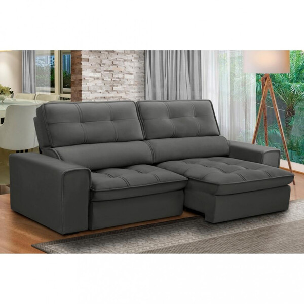 Sofá 3 Lugares 210cm Reclinável Retrátil Veludo Prisma Fergui