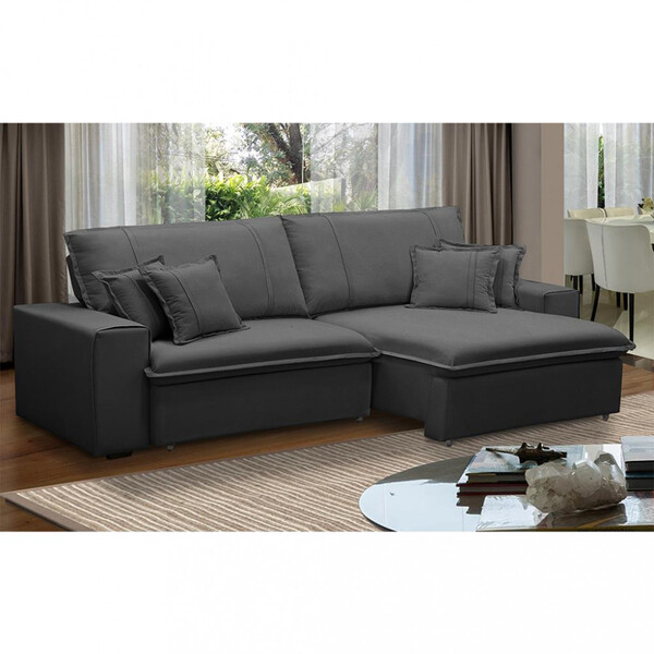 Sofá 3 Lugares 210cm Retrátil Reclinável Veludo Sarov Ferguile