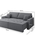 Sofá 3 Lugares 212 X 100 X 90 Cm Veludo Tomie Yescasa Chumbo