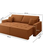 Sofá 3 Lugares 212 X 100 X 90 Cm Veludo Tomie Yescasa Terraco