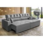 Sofá 3 Lugares 212cm Cinza Retrátil, Tecnologia Usb