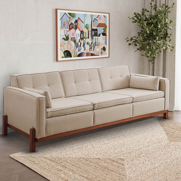 Sofá 3 Lugares 212cm Em Linho Tiê Cabecasa Madeiraoriginals B