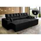 Sofá 3 Lugares 212cm Preto Retrátil, Tecnologia Usb