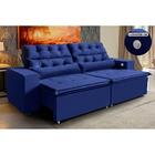 Sofá 3 Lugares 212cm Retrátil, Reclinável, 3 Portas Usb Azul