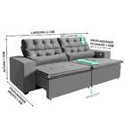 Sofá 3 Lugares 212cm Retrátil Reclinável 3 Portas Usb Cinza