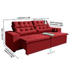 Sofá 3 Lugares 212cm Vermelho Retrátil Reclinável 3pt Usb