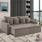 Sofá 3 Lugares 214cm Retrátil E Reclinável Amy Veludo Bege Na