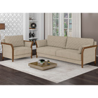 Sofá 3 Lugares 220cm Akita Linho Rústico Bege - Sallar Home