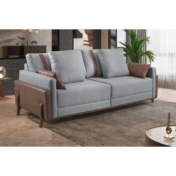 Sofá 3 Lugares 220cm Hawai Estofados Arpaan Cinza/marrom