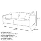 Sofá 3 Lugares 220cm Linho Lion  Cinza