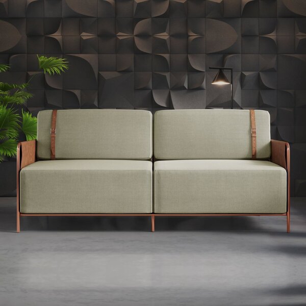 Sofá 3 Lugares 220cm Living M-09 Cobre/linho Bege