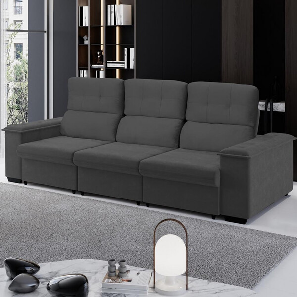 Sofá 3 Lugares 220cm Retrátil Reclinável California Somopar