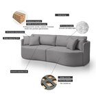 Sofá 3 Lugares 222cm Dakota Braços Redondos Cinza Escuro