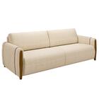 Sofá 3 Lugares 223cm Pés Madeira Amaranto M22 Linho Champanhe