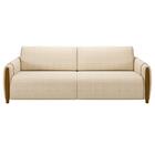 Sofá 3 Lugares 223cm Pés Madeira Amaranto M22 Linho Champanhe