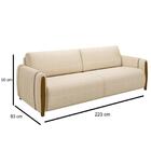 Sofá 3 Lugares 223cm Pés Madeira Amaranto Z32 Linho Champanhe