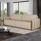 Sofá 3 Lugares 223cm Pés Madeira Amaranto Z32 Linho Champanhe