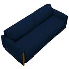 Sofá 3 Lugares 223cm Pés Madeira Amaranto Z32 Veludo Azul Mar