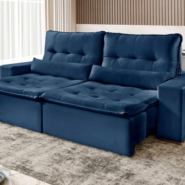 Sofá 3 Lugares 230 Cm Lineu Conforto E Qualidade Azul