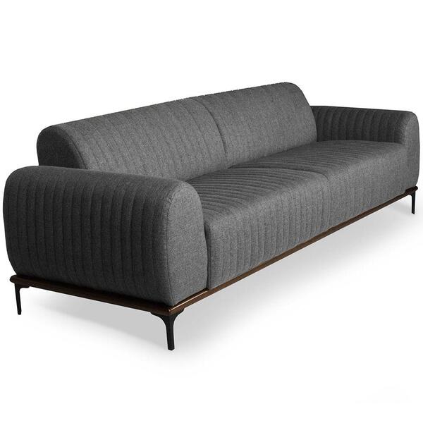 Sofá 3 Lugares 230 Cm Molino Base De Madeira Pés Preto Cinza
