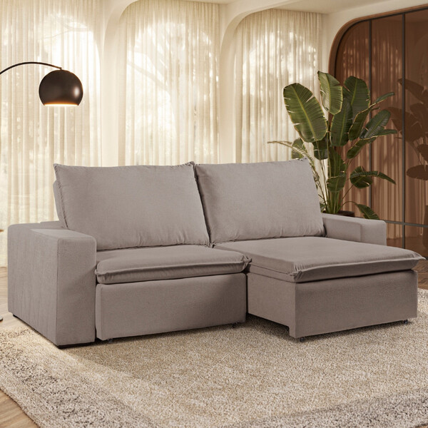 Sofá 3 Lugares 230cm Retrátil Reclinável Boucle Daniela Takei