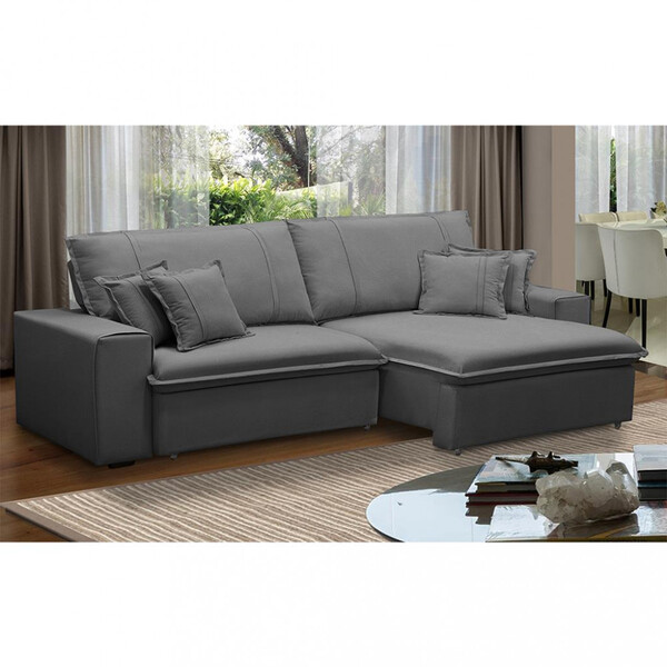 Sofá 3 Lugares 230cm Retrátil Reclinável Veludo Sarov Ferguile