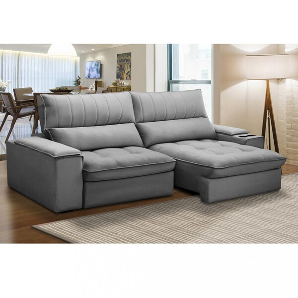 Sofá 3 Lugares 230cm Veludo Retrátil Reclinável Bariloche Fer