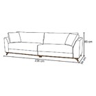 Sofá 3 Lugares 236cm Com Almofadas Base Madeira Maciça Joanna