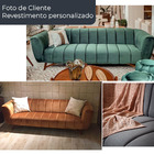 Sofá 3 Lugares 238cm Huskyer Veludo Marrom - Sallar Home