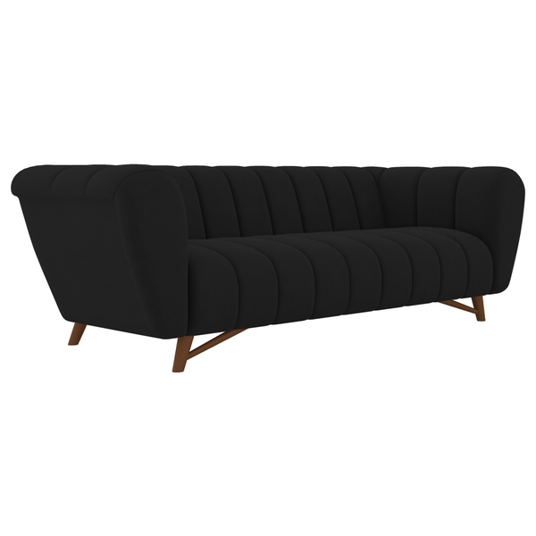 Sofá 3 Lugares 238cm Huskyer Veludo Preto - Sallar Home