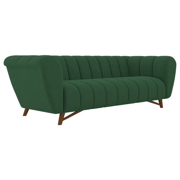 Sofá 3 Lugares 238cm Huskyer Veludo Verde - Sallar Home