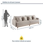 Sofá 3 Lugares 240cm Base Em Madeira Maciça Viena Linho/bege